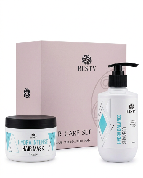 Набір для балансу та зволоження шкіри голови та сухої довжини Besty Hydra Balance Shampoo & Hydra Intense Hair Mask 300 мл + 350 мл SETHBHM фото