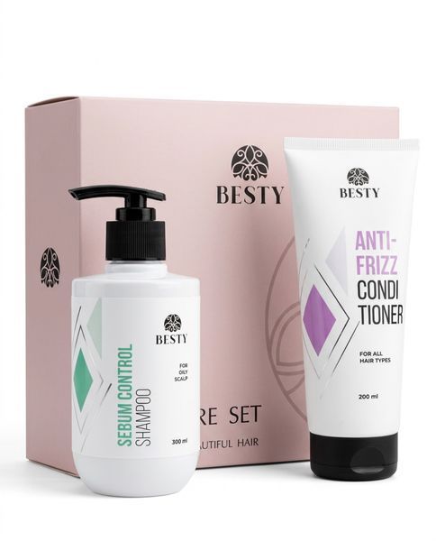 Набір для жирної шкіри голови та для гладкості довжини Besty Sebum Control Shampoo & Anti-frizz Conditioner 300 мл+200 мл SETOSAF фото